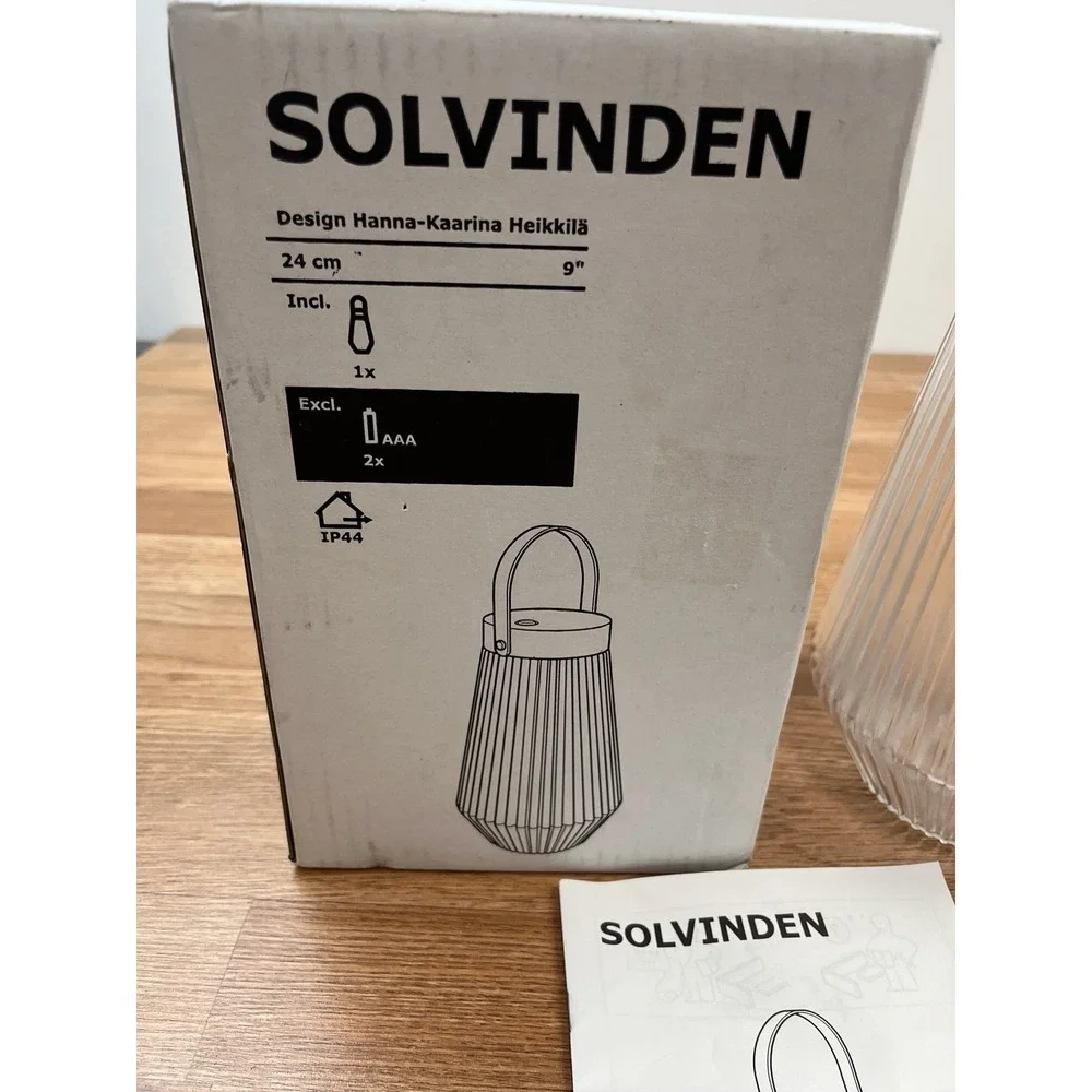 Ikea Solvinden‎ Outdoor Glass Lantern Light Programmable White/Clear NEW
